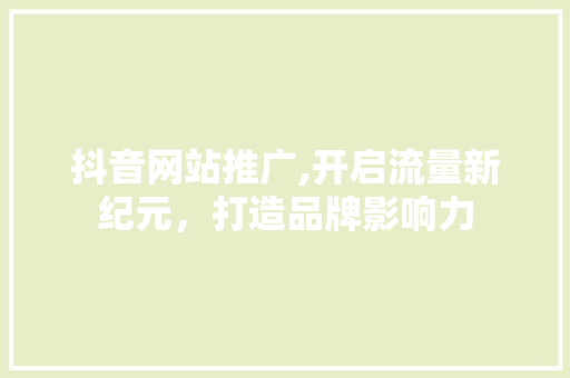 抖音网站推广,开启流量新纪元，打造品牌影响力