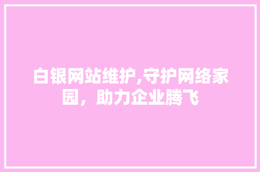 白银网站维护,守护网络家园，助力企业腾飞