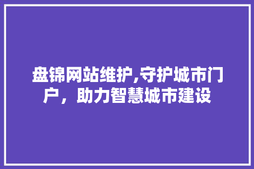盘锦网站维护,守护城市门户，助力智慧城市建设