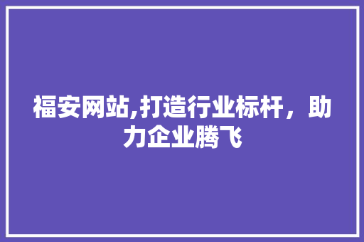 福安网站,打造行业标杆，助力企业腾飞