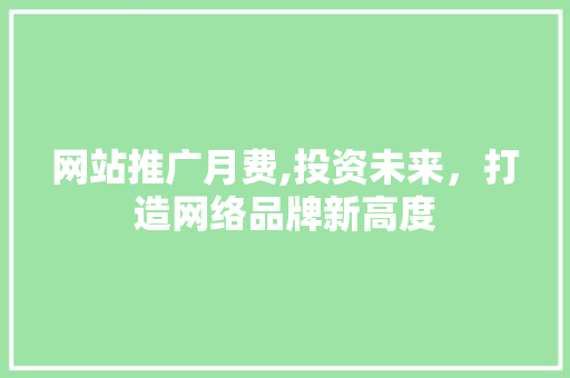 网站推广月费,投资未来，打造网络品牌新高度