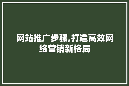 网站推广步骤,打造高效网络营销新格局