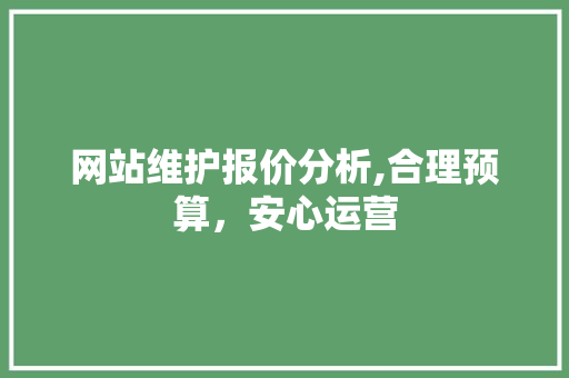 网站维护报价分析,合理预算，安心运营