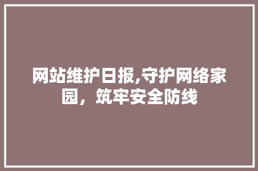 网站维护日报,守护网络家园，筑牢安全防线