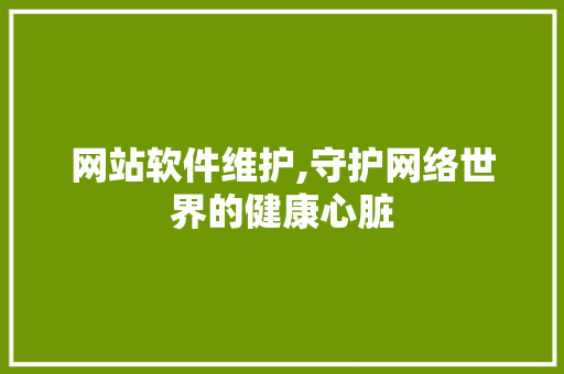 网站软件维护,守护网络世界的健康心脏