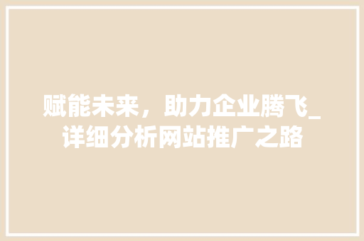 赋能未来，助力企业腾飞_详细分析网站推广之路