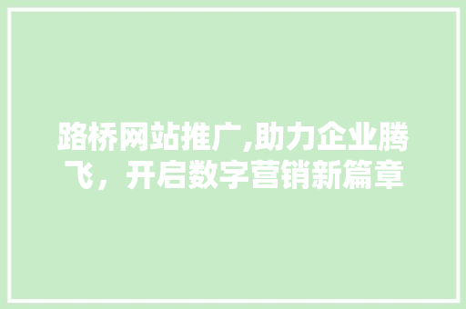 路桥网站推广,助力企业腾飞，开启数字营销新篇章