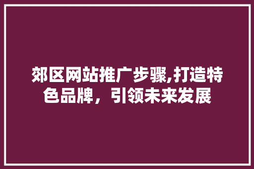 郊区网站推广步骤,打造特色品牌，引领未来发展