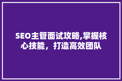 SEO主管面试攻略,掌握核心技能，打造高效团队