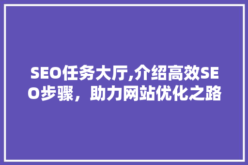 SEO任务大厅,介绍高效SEO步骤，助力网站优化之路
