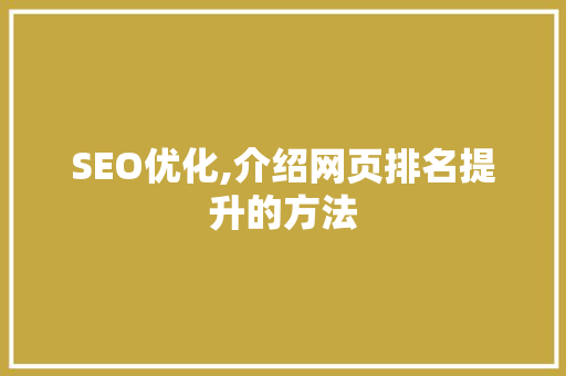 SEO优化,介绍网页排名提升的方法