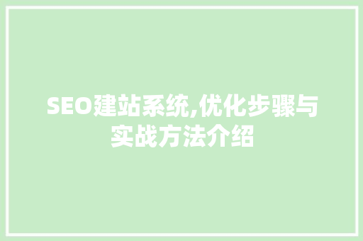 SEO建站系统,优化步骤与实战方法介绍