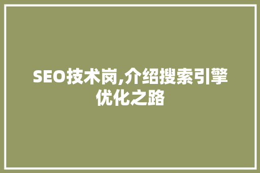 SEO技术岗,介绍搜索引擎优化之路