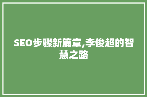SEO步骤新篇章,李俊超的智慧之路