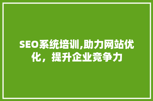 SEO系统培训,助力网站优化，提升企业竞争力