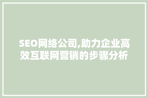 SEO网络公司,助力企业高效互联网营销的步骤分析