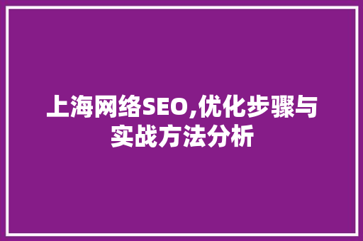 上海网络SEO,优化步骤与实战方法分析