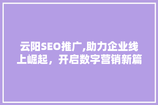 云阳SEO推广,助力企业线上崛起，开启数字营销新篇章