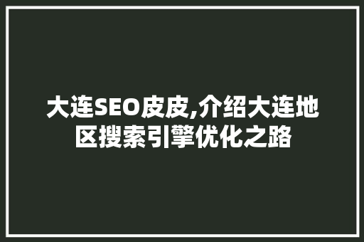 大连SEO皮皮,介绍大连地区搜索引擎优化之路