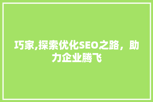 巧家,探索优化SEO之路，助力企业腾飞