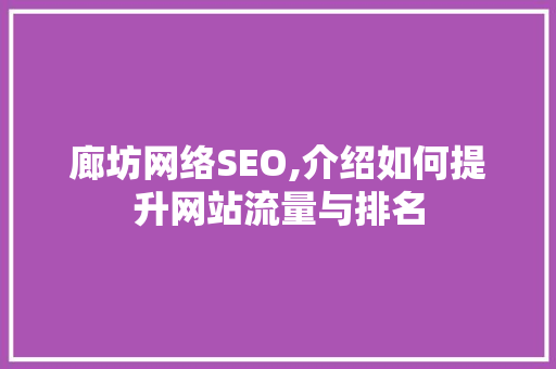 廊坊网络SEO,介绍如何提升网站流量与排名