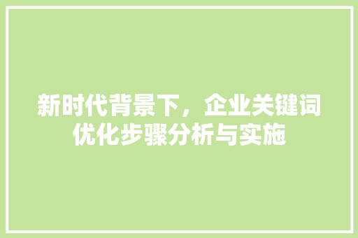 新时代背景下，企业关键词优化步骤分析与实施