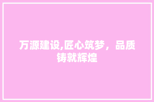 万源建设,匠心筑梦，品质铸就辉煌
