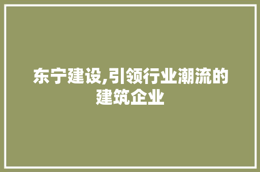东宁建设,引领行业潮流的建筑企业