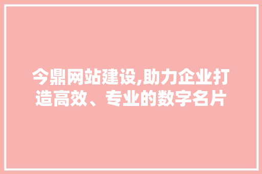 今鼎网站建设,助力企业打造高效、专业的数字名片  第1张
