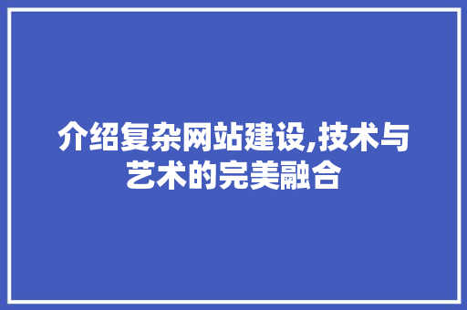 介绍复杂网站建设,技术与艺术的完美融合