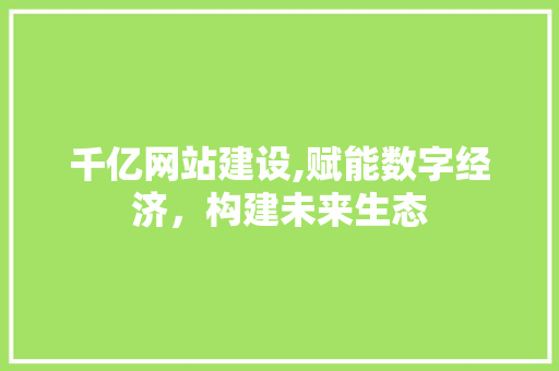千亿网站建设,赋能数字经济，构建未来生态