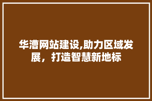 华漕网站建设,助力区域发展，打造智慧新地标