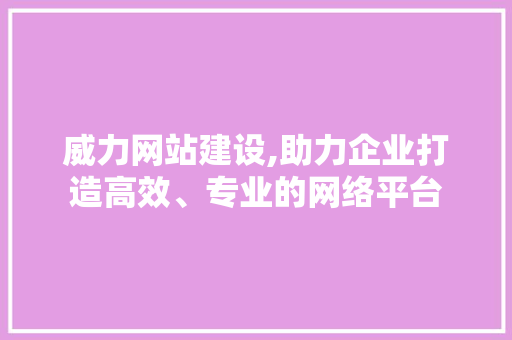 威力网站建设,助力企业打造高效、专业的网络平台