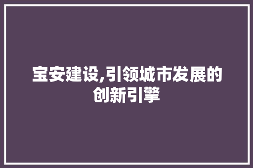 宝安建设,引领城市发展的创新引擎