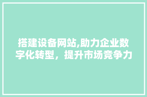 搭建设备网站,助力企业数字化转型，提升市场竞争力