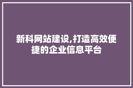 新科网站建设,打造高效便捷的企业信息平台