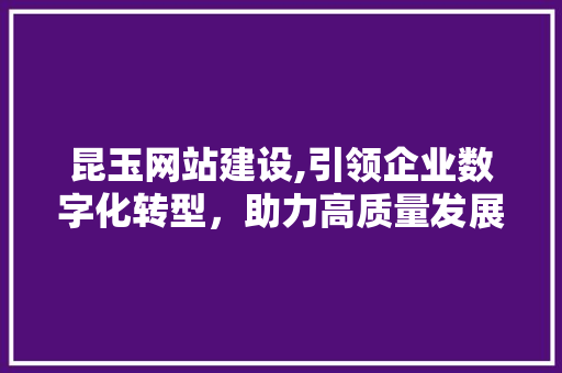 昆玉网站建设,引领企业数字化转型，助力高质量发展