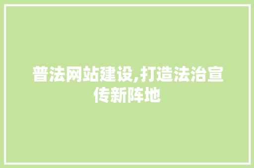 普法网站建设,打造法治宣传新阵地