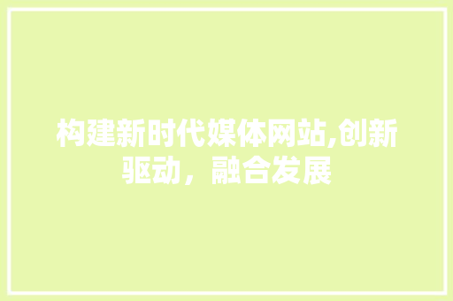 构建新时代媒体网站,创新驱动，融合发展