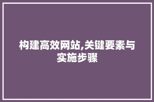 构建高效网站,关键要素与实施步骤