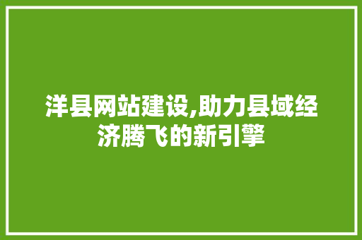 洋县网站建设,助力县域经济腾飞的新引擎