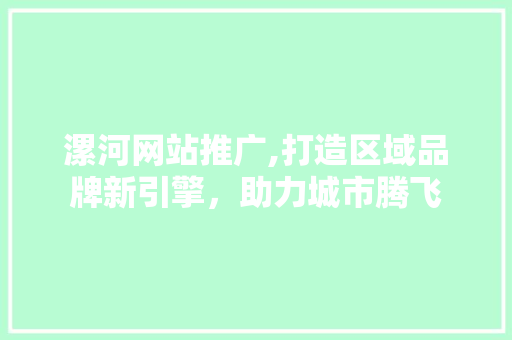 漯河网站推广,打造区域品牌新引擎，助力城市腾飞