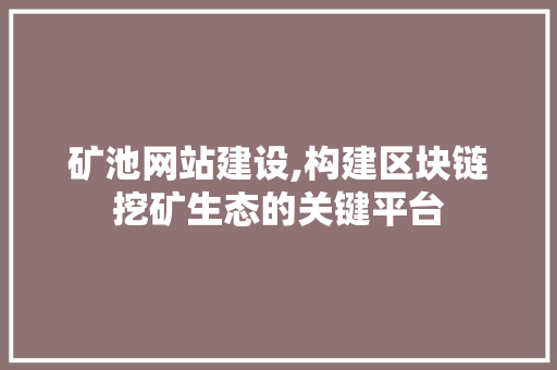 矿池网站建设,构建区块链挖矿生态的关键平台