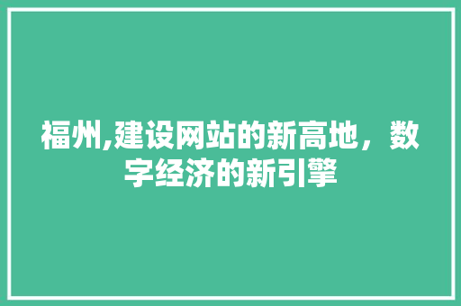 福州,建设网站的新高地，数字经济的新引擎