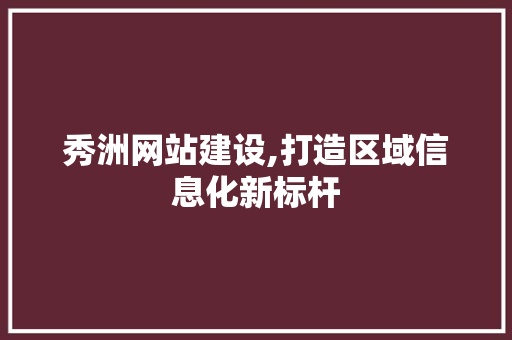 秀洲网站建设,打造区域信息化新标杆