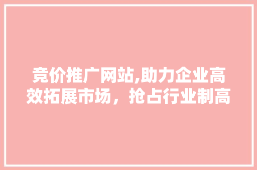 竞价推广网站,助力企业高效拓展市场，抢占行业制高点
