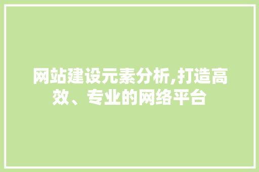 网站建设元素分析,打造高效、专业的网络平台