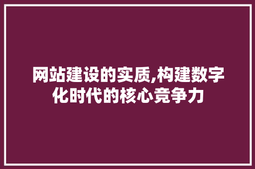 网站建设的实质,构建数字化时代的核心竞争力