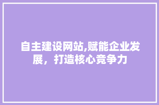 自主建设网站,赋能企业发展，打造核心竞争力  第1张