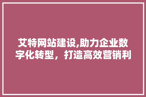 艾特网站建设,助力企业数字化转型，打造高效营销利器
